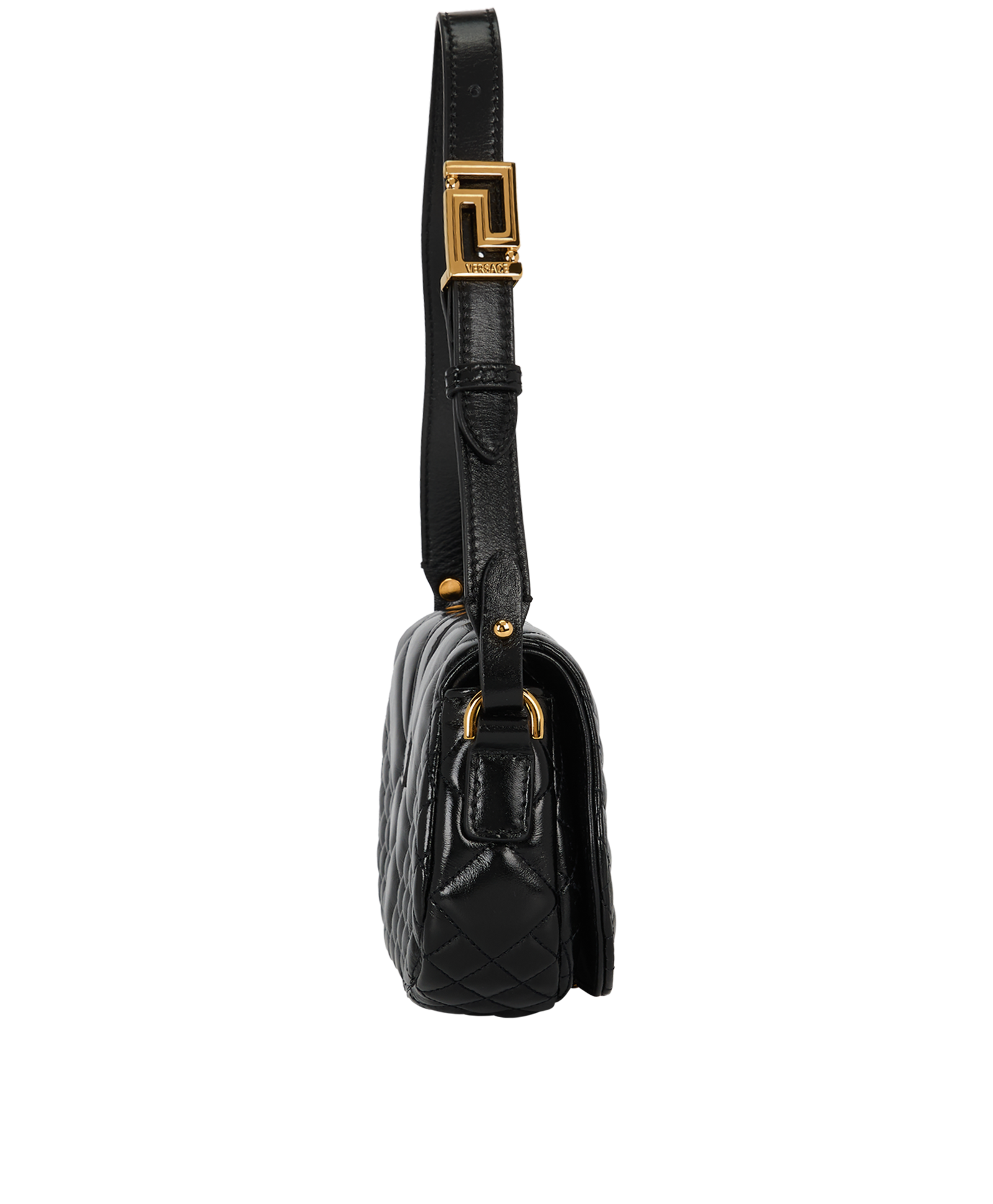 Mini Shoulder Bag, &pound;350, Handbags, Black, Leather, Side view